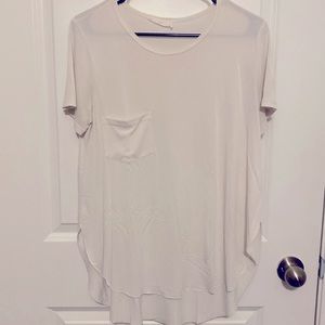Lush. White blouse with curved hem. Size Small.